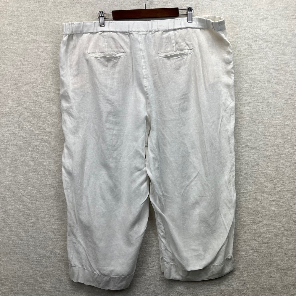 J. Jill Love Linen Cropped Pants Womens 3X White Wide Leg Side Zip Elastic Back - Picture 8 of 8